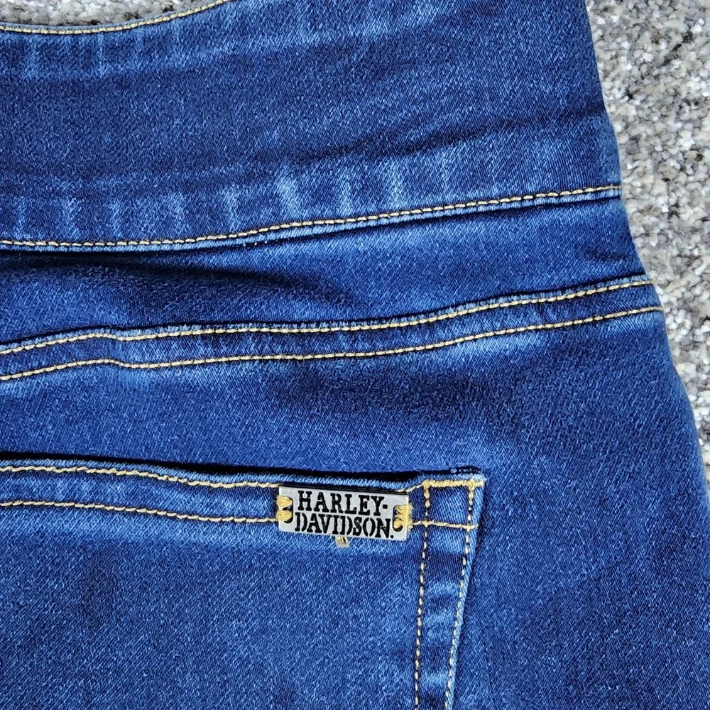 Harley Davidson Boot Cut Jeans Womens 31 Blue Pull On Stretch Denim - Never Worn